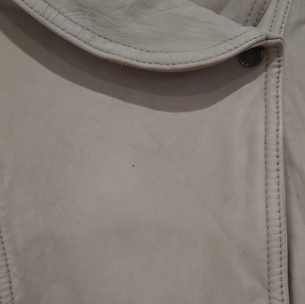 CLEARANCE!! Vintage Leather Preston And York Front-snap Coat In Eggshell - Picture 7 of 8